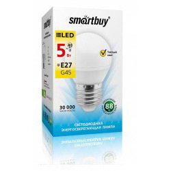 Светодиодная лампа (Шар) Smartbuy E27, 5W, 3000K