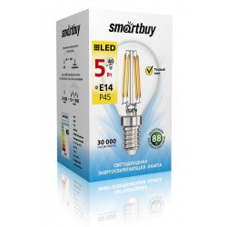 Светодиодная лампа (Шар) Smartbuy E14, 5W, 3000K