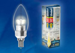 Светодиодная лампа (Свеча) Uniel E14, 5W, 3000K