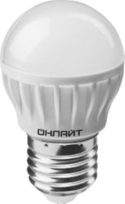 Светодиодная лампа (Шар) ОНЛАЙТ E27, 6W, 6500K