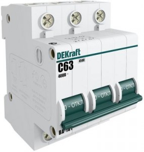 Автоматический выключатель DEKraft ВА-101 3P 10А х-ка В 4,5кА