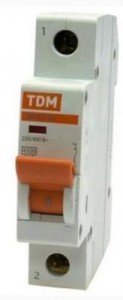 Автоматический выключатель TDM ВА47-29 1P 20А 4.5кА х-ка D  
