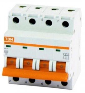 Автоматический выключатель TDM ВА47-29 4P 1А 4,5кА х-ка D  