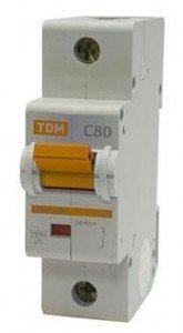 Автоматический выключатель TDM ВА47-125 1P 80А 15кА х-ка D  