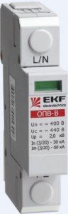 EKF Ограничитель импульсных напряжений серии ОПВ-B/1P In 30кА 400В (с сигнализацией) 