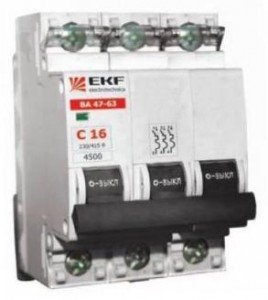 Автоматический выключатель EKF  ВА 47-63 3P 16А 4,5kA х-ка С (с опломбировкой)