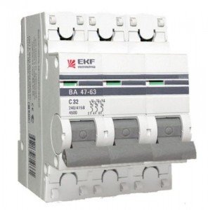 Автоматический выключатель ВА 47-63, 3P 63А (В) 4,5kA EKF PROxima