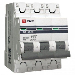 Автоматический выключатель EKF  ВА 47-63, 3P 4А (C) 4,5kA EKF PROxima