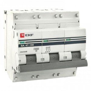 Автоматический выключатель EKF PROxima ВА 47-100, 3P 80А (C) 10kA 