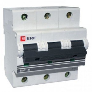 Автоматический выключатель EKF  ВА 47-125, 3P 125А (D) 15кА EKF PROxima