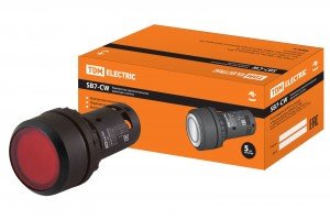 TDM Кнопка SB7-CW3465-220V(LED) d22мм 1з+1р красная  
